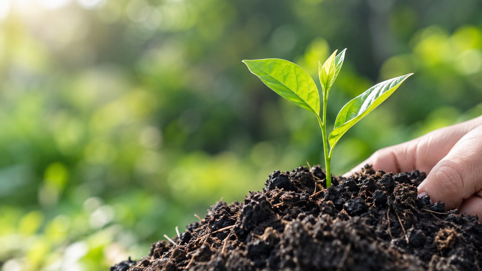 Healthy green seedling growing in soil